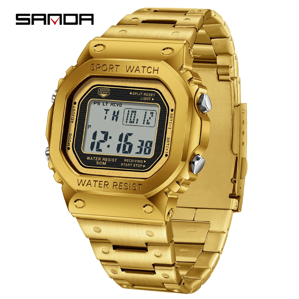 SANDA 2162 — Sports LED Digital Watch, Countdown, Alarm, Stopwatch, Night Light, 50M Water Resistant [Colour Options]