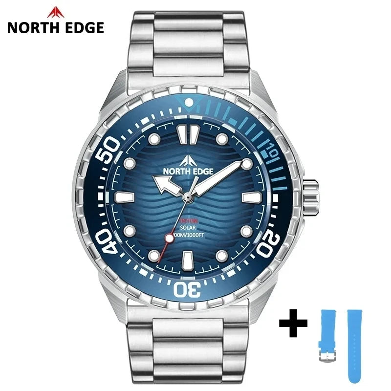 Never Charge It Again — NORTH EDGE Triton Solar Powered Rugged 300M Dive Watch [Strap & Colour Options]