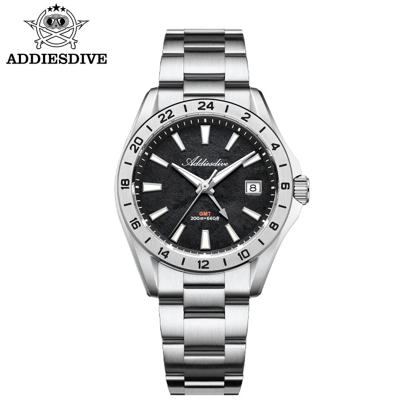 Stand Out Bold Presence — ADDIESDIVE Swiss Ronda GMT, Sapphire Crystal, 200M Dive-Rated