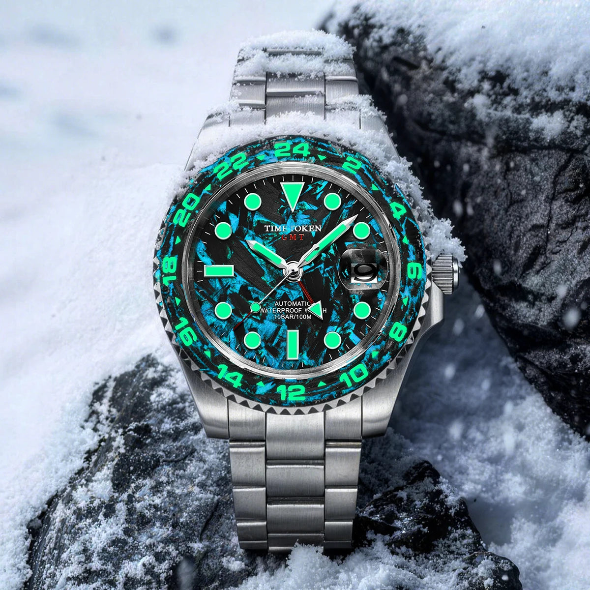 Time Token — Genuine GMT Automatic, Carbon Fibre Dial & Bezel, 100M Water Resistant