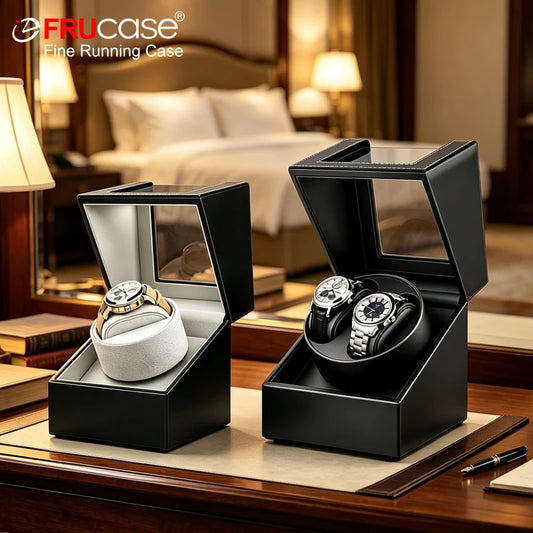 FRUCASE PU Watch Winder — 1 or 2 Watch Capacity, Dual Rotation Modes USB Power Connection