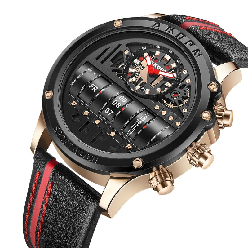 Turns Heads, Tells Time — Rotating Date Skeleton Watch, Spinning Dials & Hands