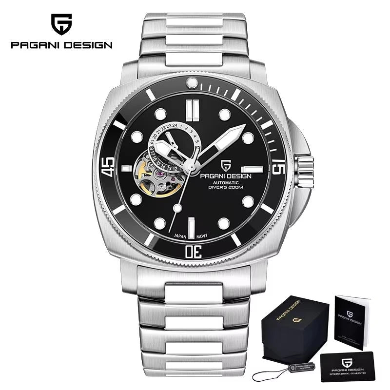 PAGANI DESIGN PD1736 Men's Automatic Open-Heart Dive Watch, TMI NH39, Sapphire, 200m Water Resistant