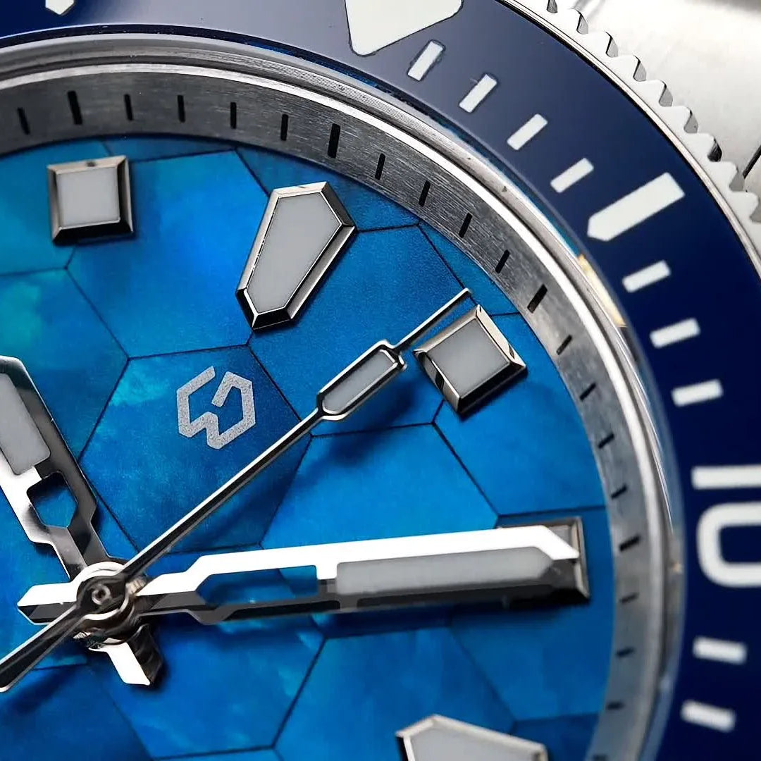Ocean's Elegance — WISHDOIT MEns Automatic Watch, Stunning Mother of Pearl Dial, Ceramic Bezel [Colour Options]