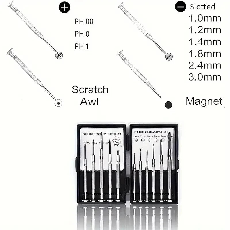11-Piece Micro Precision Screwdriver Set — For Watches & Other Small Repairs