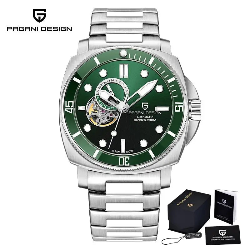 PAGANI DESIGN PD1736 Men's Automatic Open-Heart Dive Watch, TMI NH39, Sapphire, 200m Water Resistant