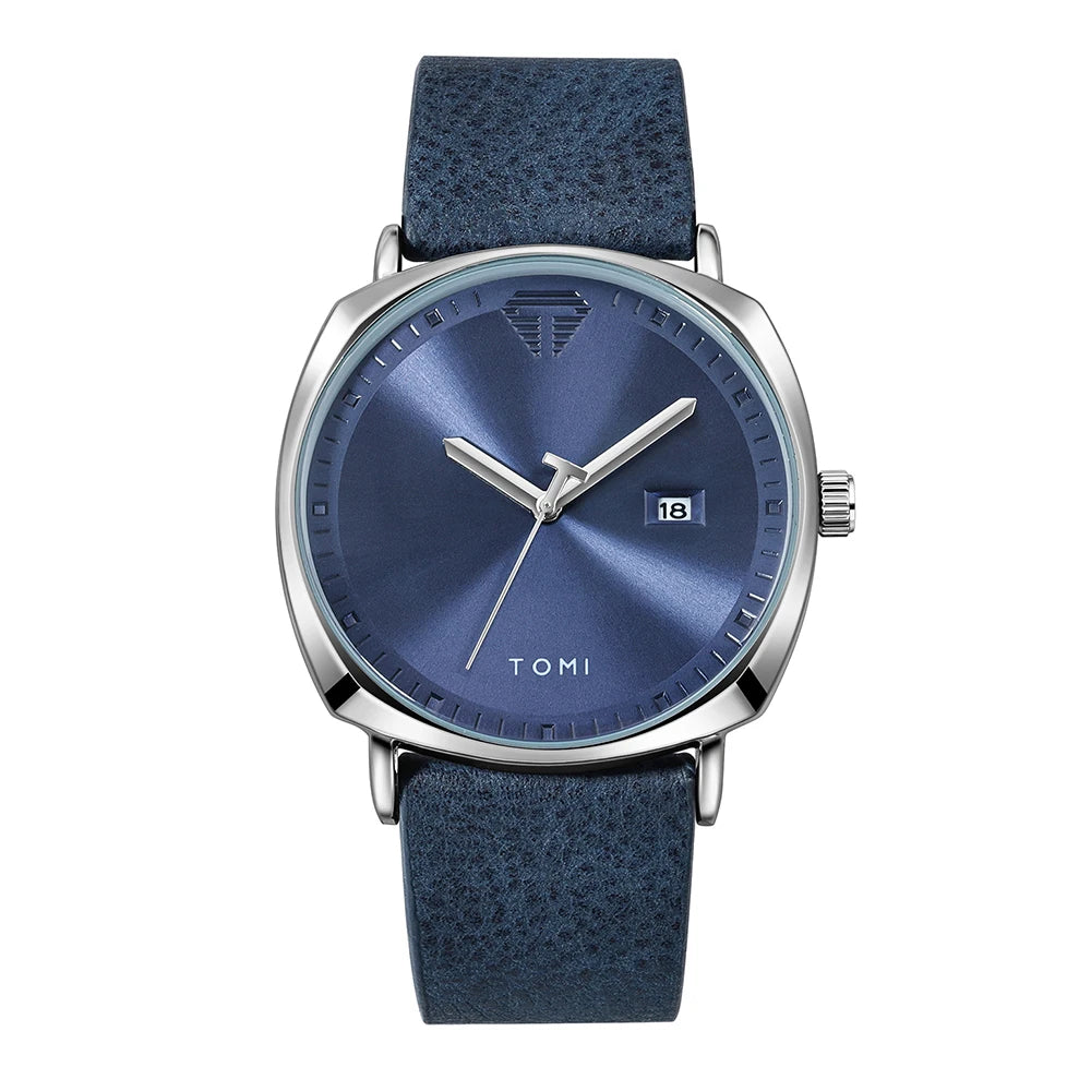 TOMI Classic Fashion Watch — Minimalist Numberless Dial, Genuine Leather [Multiple Strap & Colour Choices]