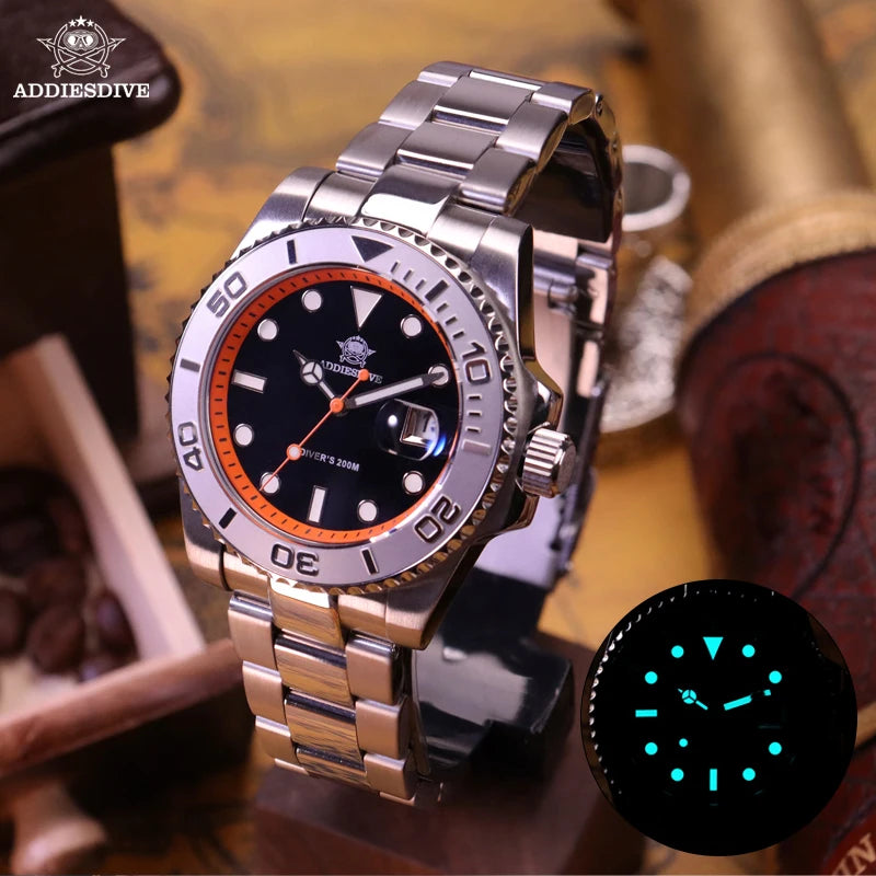 Stand Out — ADDIESDIVE AD2040 Dive Watch, BGW9 Super Luminous, Ceramic Bezel, 200M Water Resistant