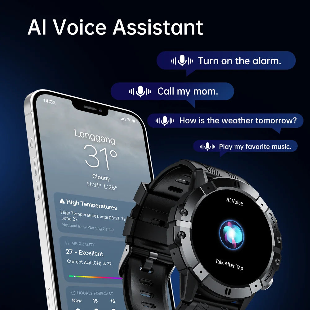 CUBOT Mens Smartwatch — Bluetooth Calling, Health & Fitness Tracking
