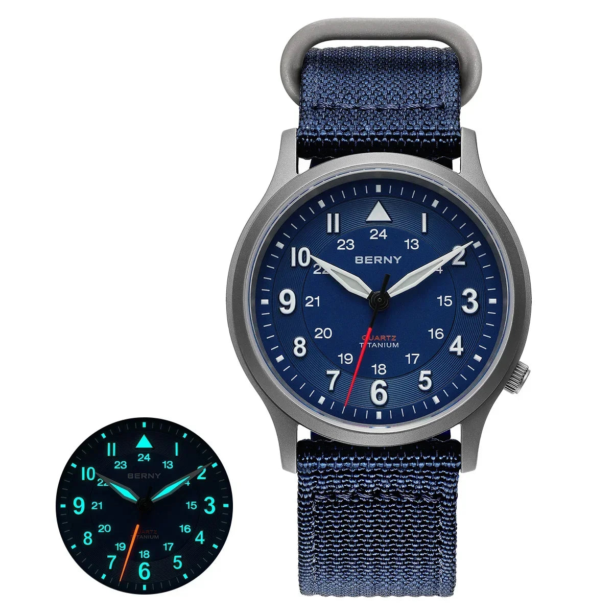 Featherlight BERNY Full Titanium Field Watch — Quartz, Sweeping Seconds Hand, Sapphire Crystal
