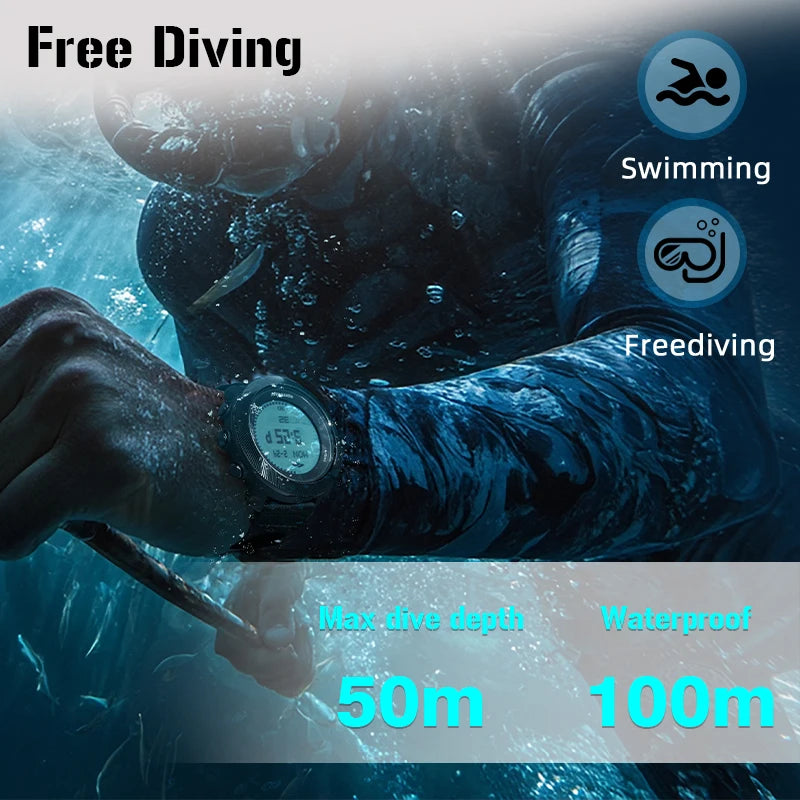 Mens NORTH EDGE APACHE-D Freedive Watch — Compass, Altimeter & Barometer, Built for Life [Colour Options]