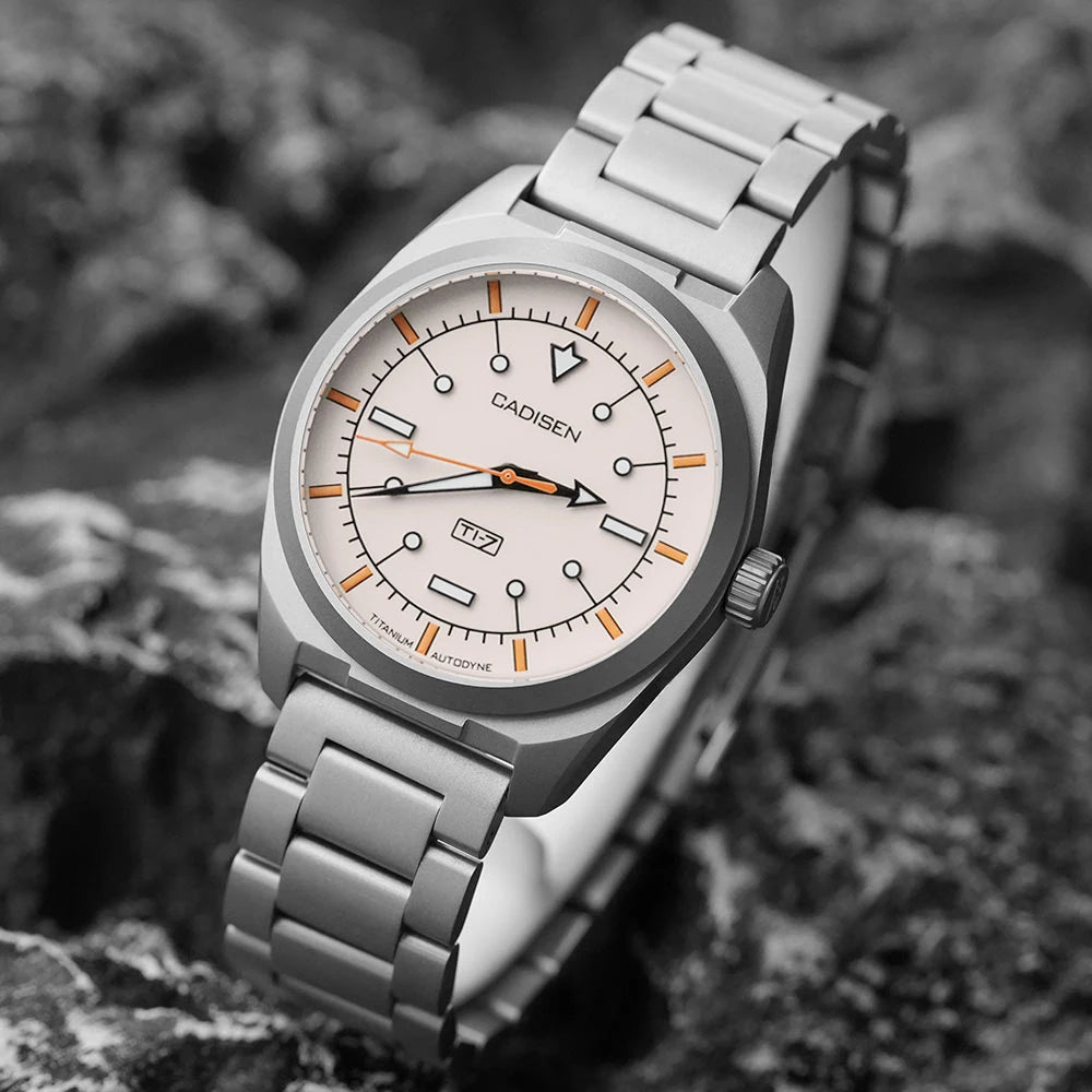 CADISEN TI-7 Autodyne — Genuine Titanium Automatic Watch, Titanium Bracelet Version, Sapphire Crystal, Miyota 8215