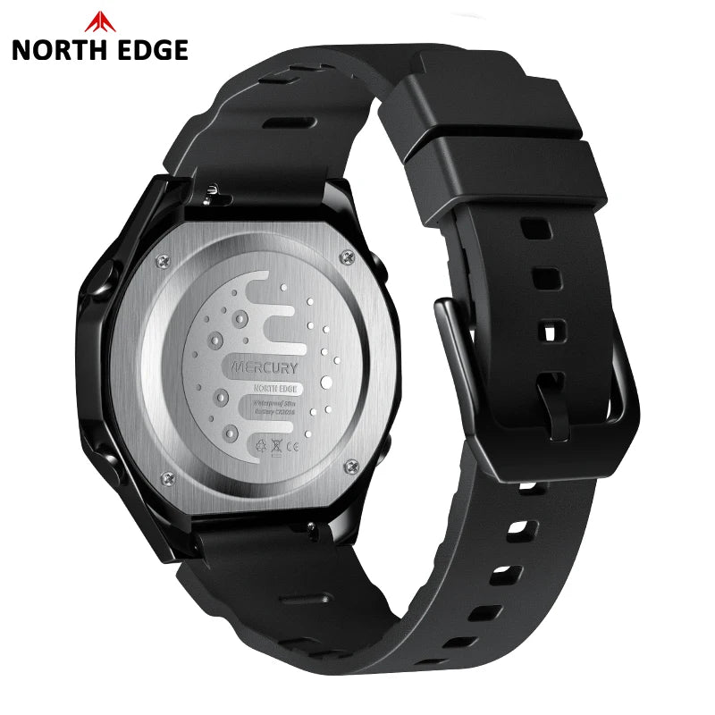 NORTH EDGE MERCURY Analog-Digital Sports Watch: World Time, Stopwatch, 5 Alarms, LED Backlight, 50m [Colour Options]