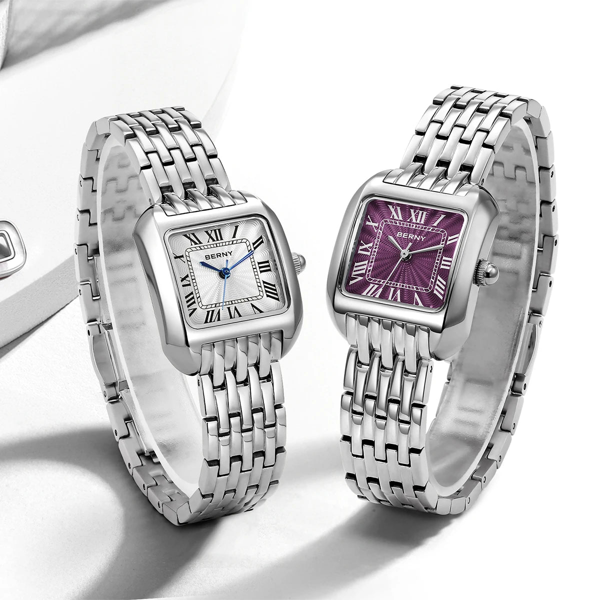 Captivating BERNY 2706VLS — Women's Square Watch, Roman Numeral Dial, Elegant Style