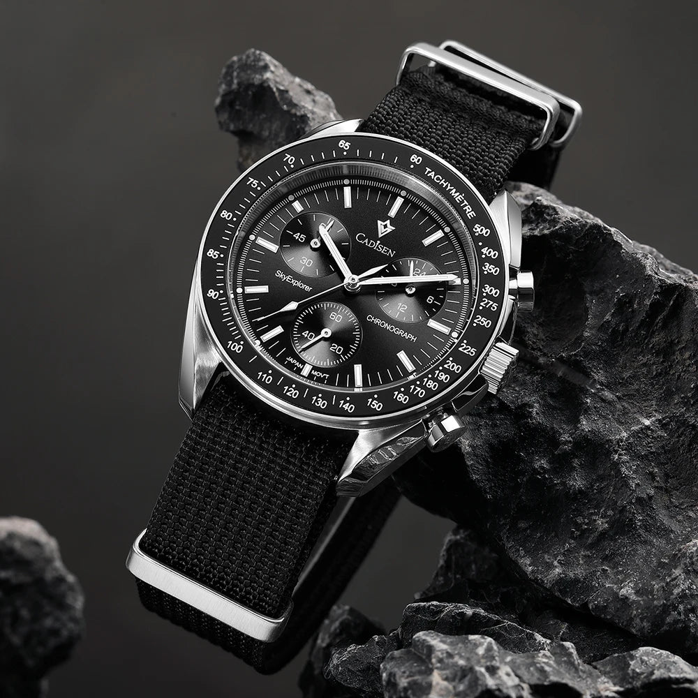 CADISEN C7064 — Genuine VK68 Chronograph, Sapphire Crystal, Canvas Strap — Serious Specs, Honest Price [Colour Options]