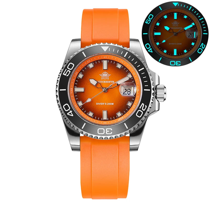 Super Striking ADDIESDIVE AD2089 — Gradient Dial Diver Watch, 200m Waterproof [Multiple Strap & Colour Options]