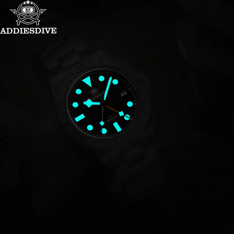 Not Your Average GMT — ADDIESDIVE AD2035 Bubble Mirror Watch, Swiss Ronda Movement, 200M