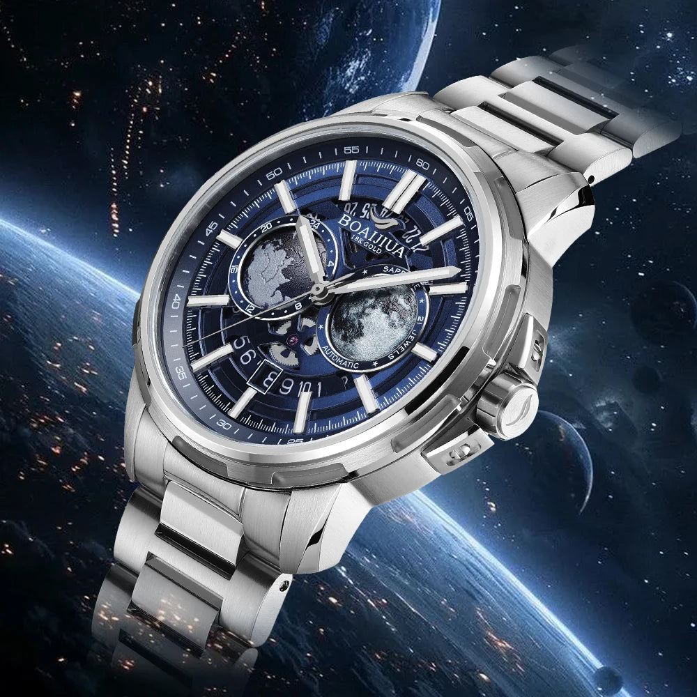 BORIAGE B8002G — Starry Sky Dial Automatic Watch, Sapphire Crystal, Complete Calendar [Colour Options]