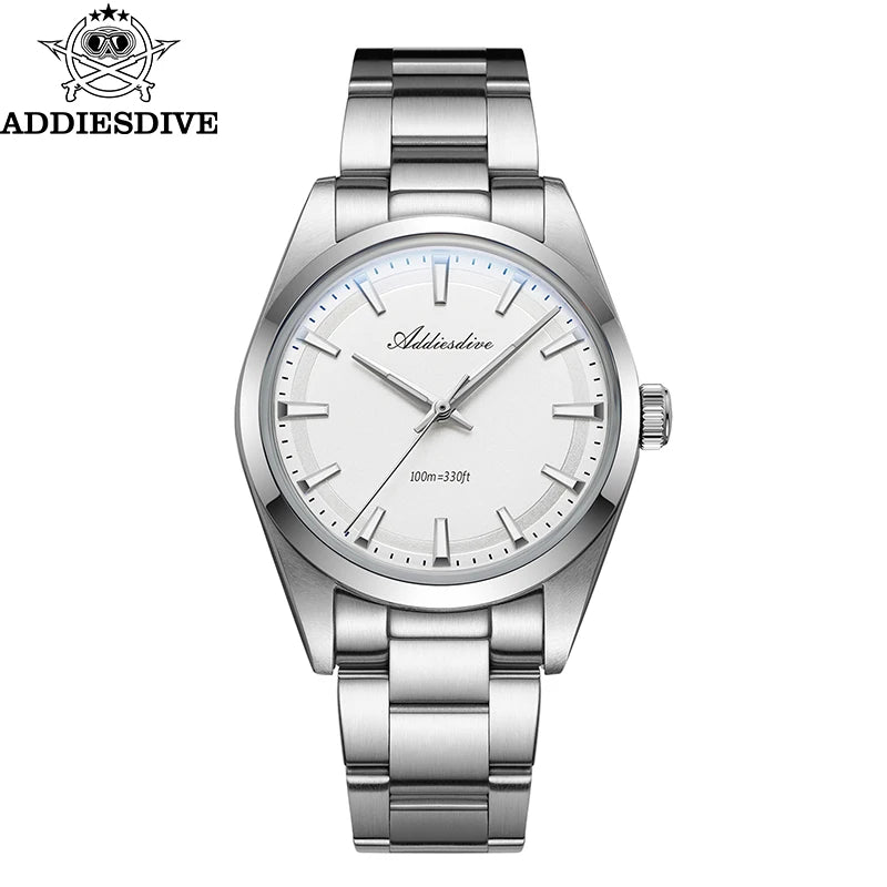 ADDIESDIVE Diver Watch — Blue Dial, Domed Hardlex Crystal, 100m Water Resistant [Colour Options]