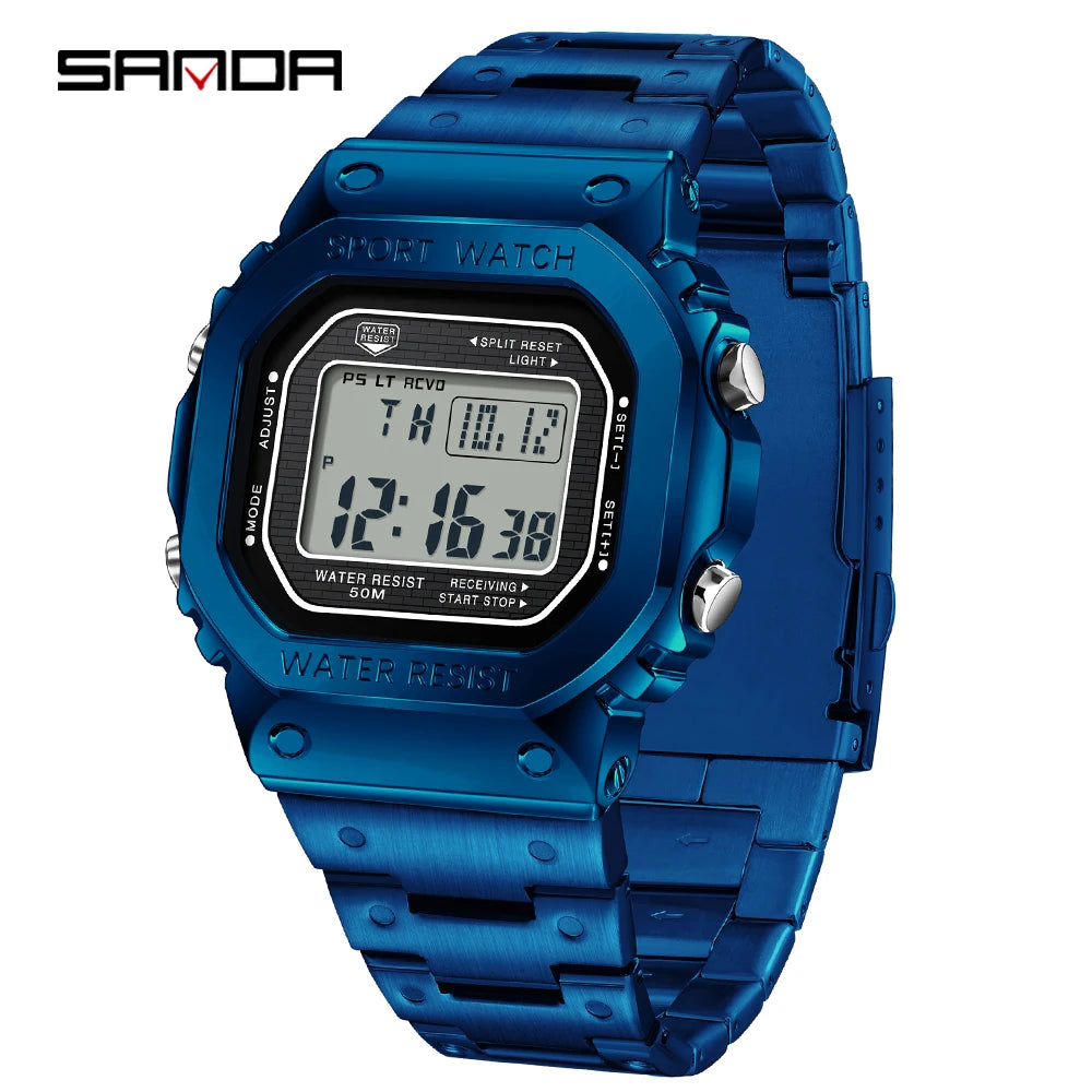 SANDA 2162 — Sports LED Digital Watch, Countdown, Alarm, Stopwatch, Night Light, 50M Water Resistant [Colour Options]