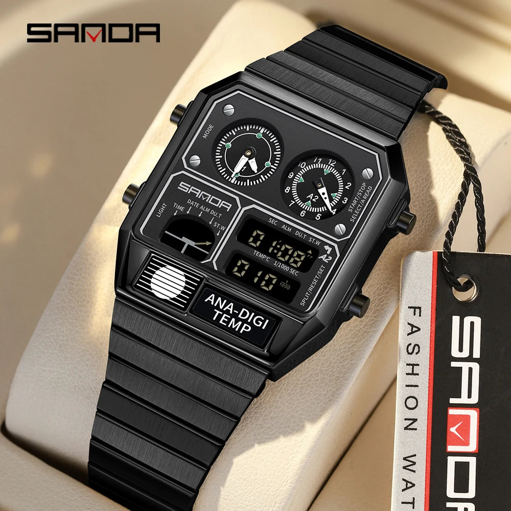 Command Console on Your Wrist — SANDA 3192 Retro Digital-Analog Sport Watch [Colour Options]