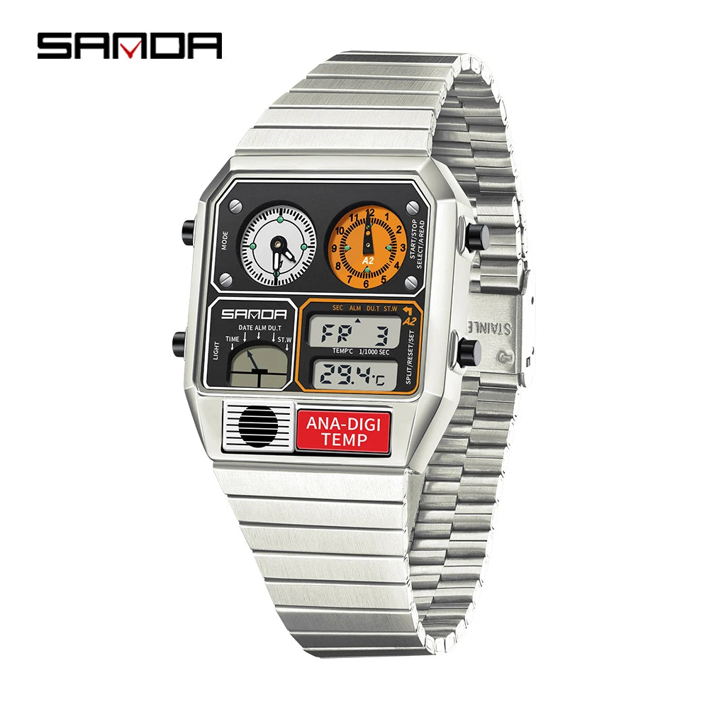 Command Console on Your Wrist — SANDA 3192 Retro Digital-Analog Sport Watch [Colour Options]