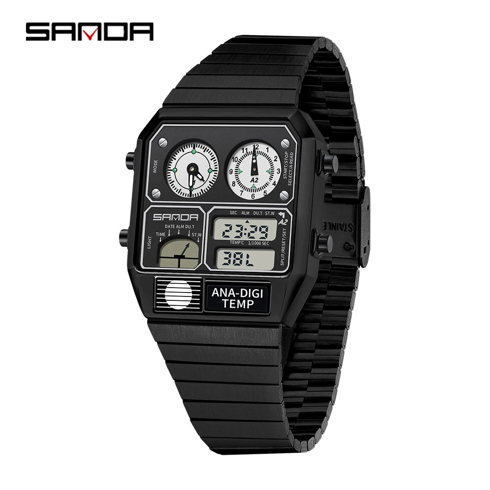 Command Console on Your Wrist — SANDA 3192 Retro Digital-Analog Sport Watch [Colour Options]