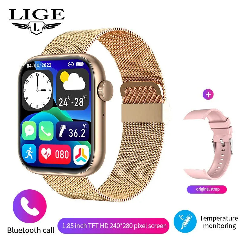 LIGE Smart Watch — Wireless Charging, Bluetooth Calling & Fitness Tracker [Multiple Colour & Strap Options]