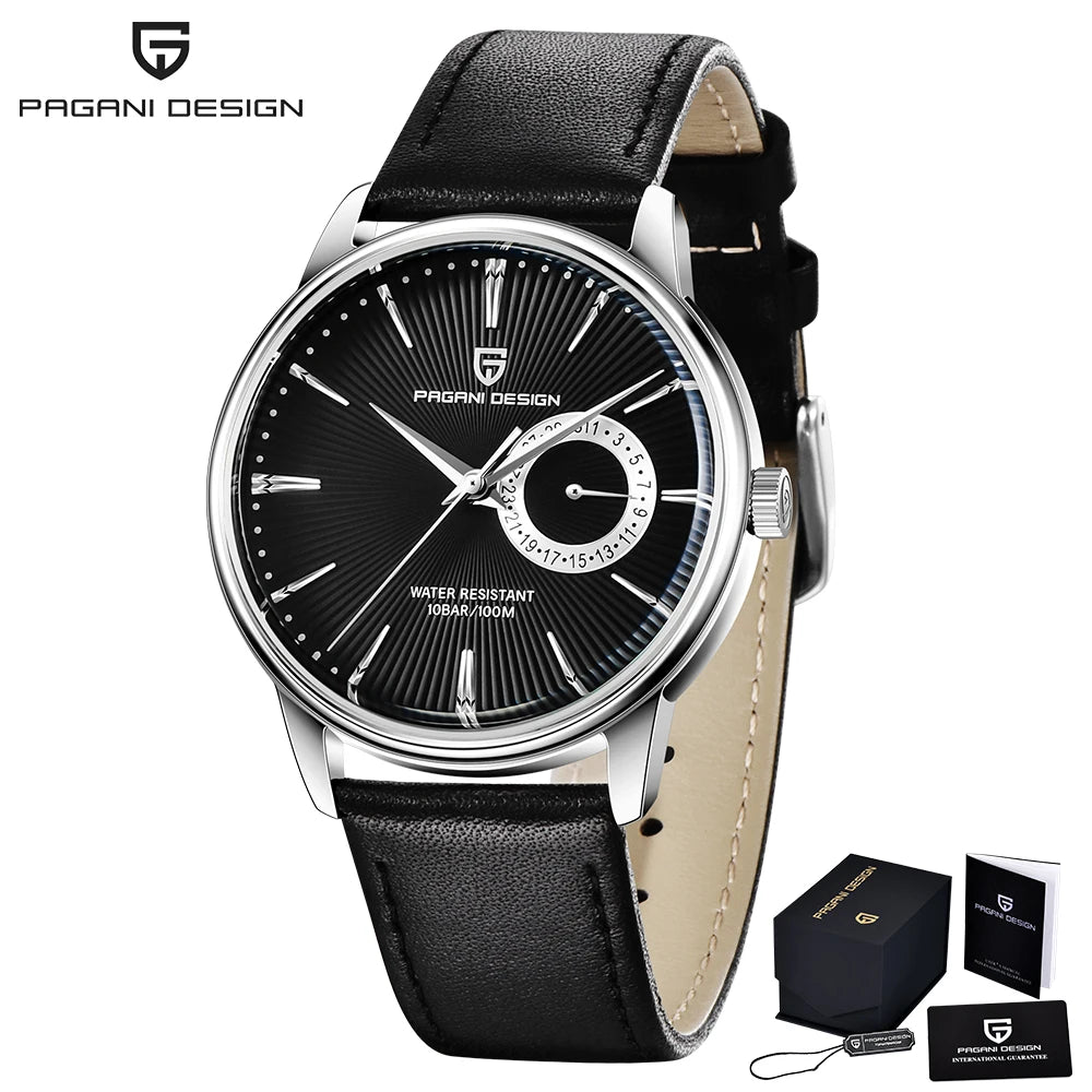PAGANI DESIGN PD-1654 Field Watch — Small Seconds Dial, Sapphire Crystal, Genuine Leather