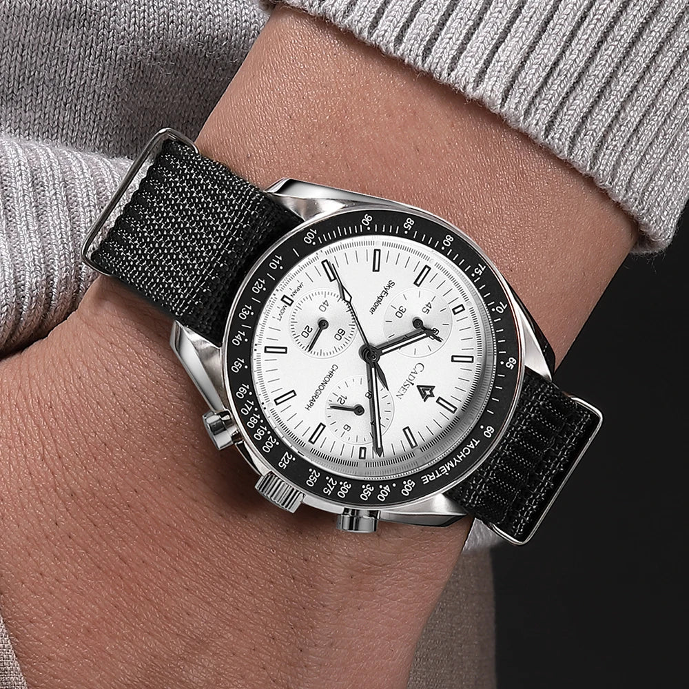 CADISEN C7064 — Genuine VK68 Chronograph, Sapphire Crystal, Canvas Strap — Serious Specs, Honest Price [Colour Options]