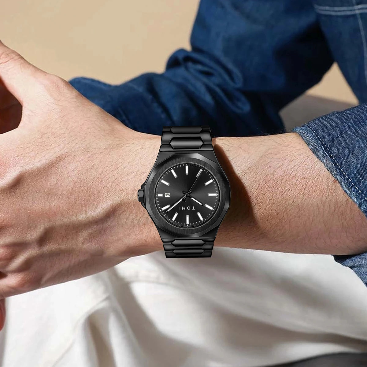 Bold Octagonal Style, Complete Gift Set — TOMI Quartz Watch Set [Multiple Colour Choices]