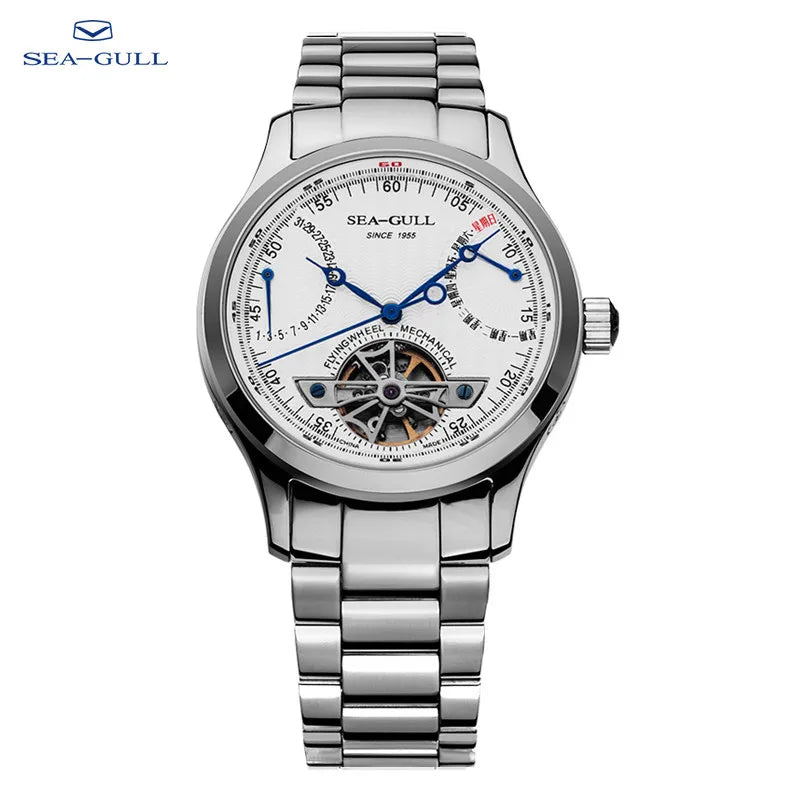 Sea-Gull Flywheel M160S — Skeleton Automatic Watch, Sapphire Crystal, Complete Calendar, Steel Bracelet, 39mm [Dial Options]