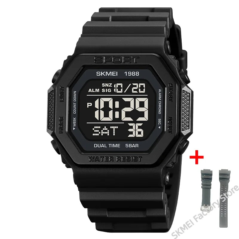 Built for the Grind — SKMEI 1988 Inverse Digital Display  Sports Watch, Multi Time Zone, LED Backlight