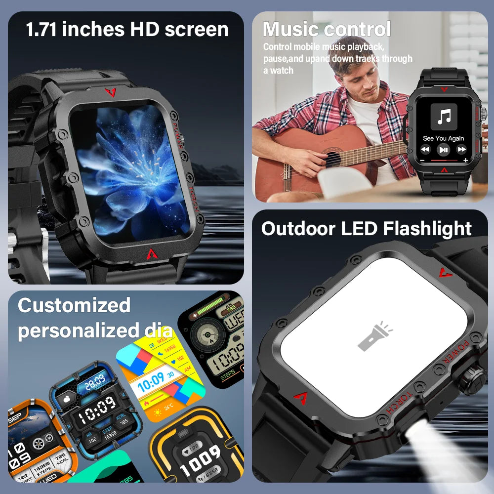 LAXASFIT Q11 — Smart Watch with Built-In  Super Useful LED Flashlight & Health Tracking [Colour Options]