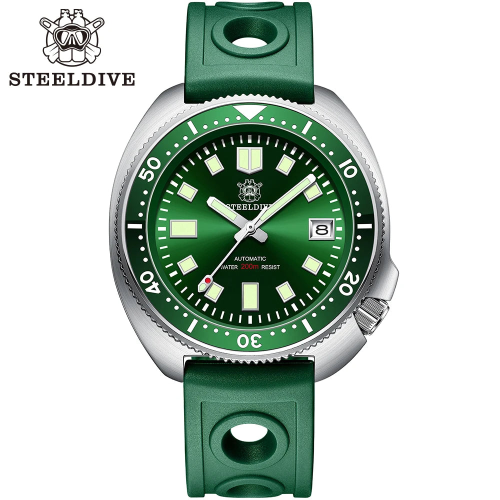 Steeldive SD1970 — Automatic Diver Watch, "6105 Turtle" Homage [Multiple Strap & Colour Options]