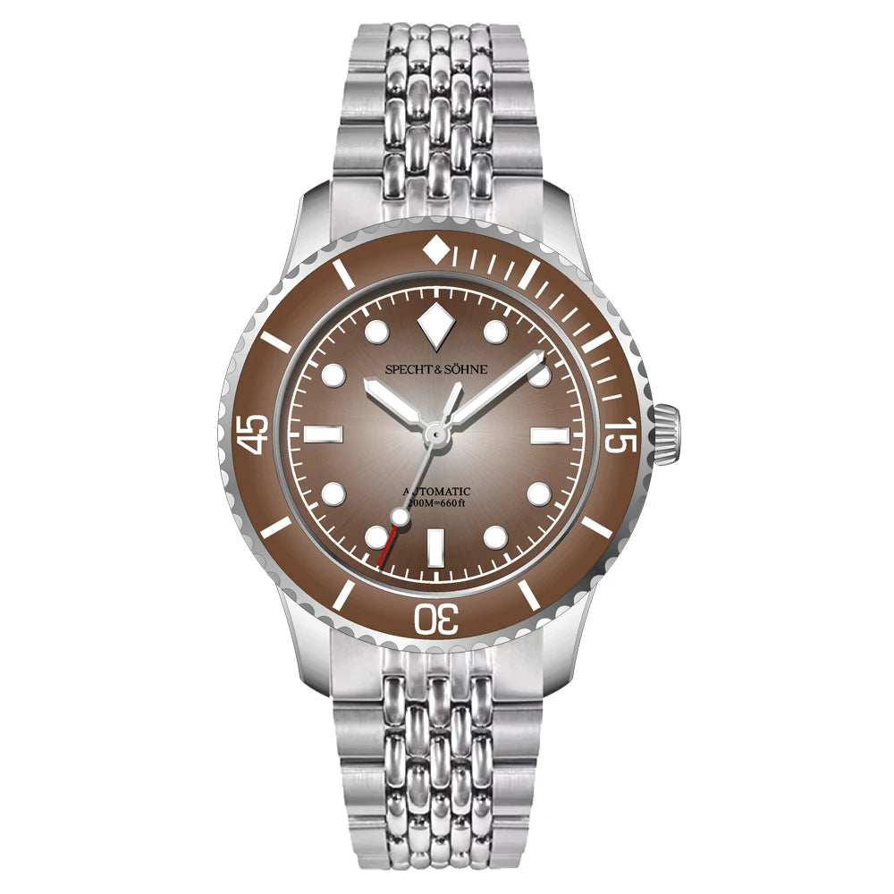 Specht & Söhne SP0033 automatic dive watch, salmon dial, steel bracelet