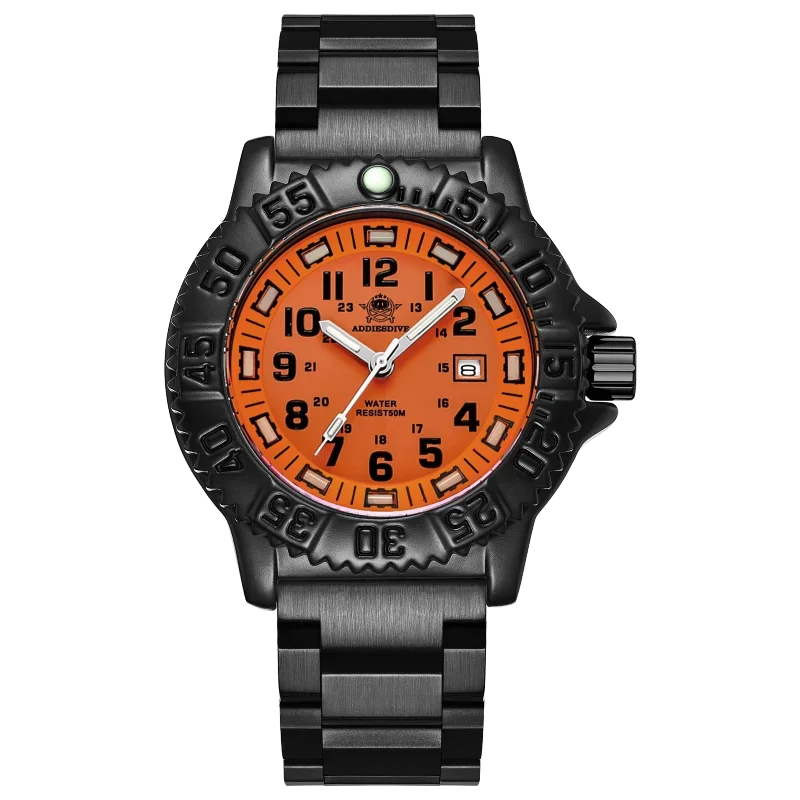 Tough as They Come — ADDIESDIVE MY-050S Military Sport Watch, Tube Luminous Markers, 50M Water Resistant