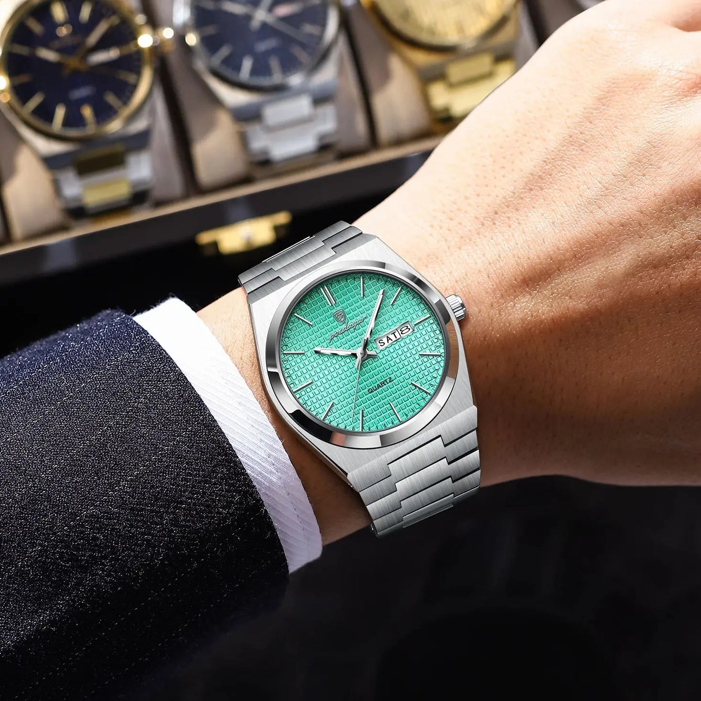 POEDAGAR Integrated Bracelet Watch — Cushion Case, Sport-Elegant Style [Multiple Colour & Dial Options]