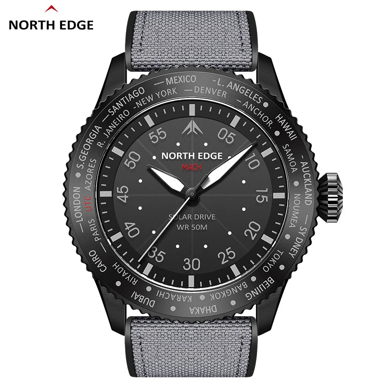 Runs for Half a Year on One Charge — NORTH EDGE MACH Solar Powered Pilot Watch [Colour Options]