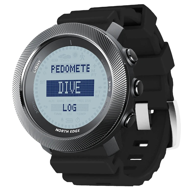 Mens NORTH EDGE APACHE-D Freedive Watch — Compass, Altimeter & Barometer, Built for Life [Colour Options]