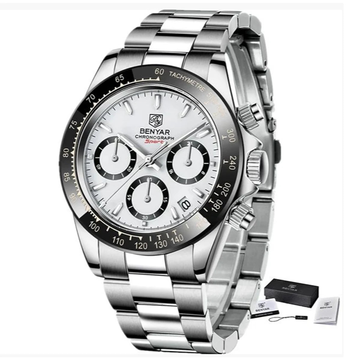 Serious Chronograph, Honest Price — BENYAR Quartz, Stainless Steel Bracelet [Colour Options]