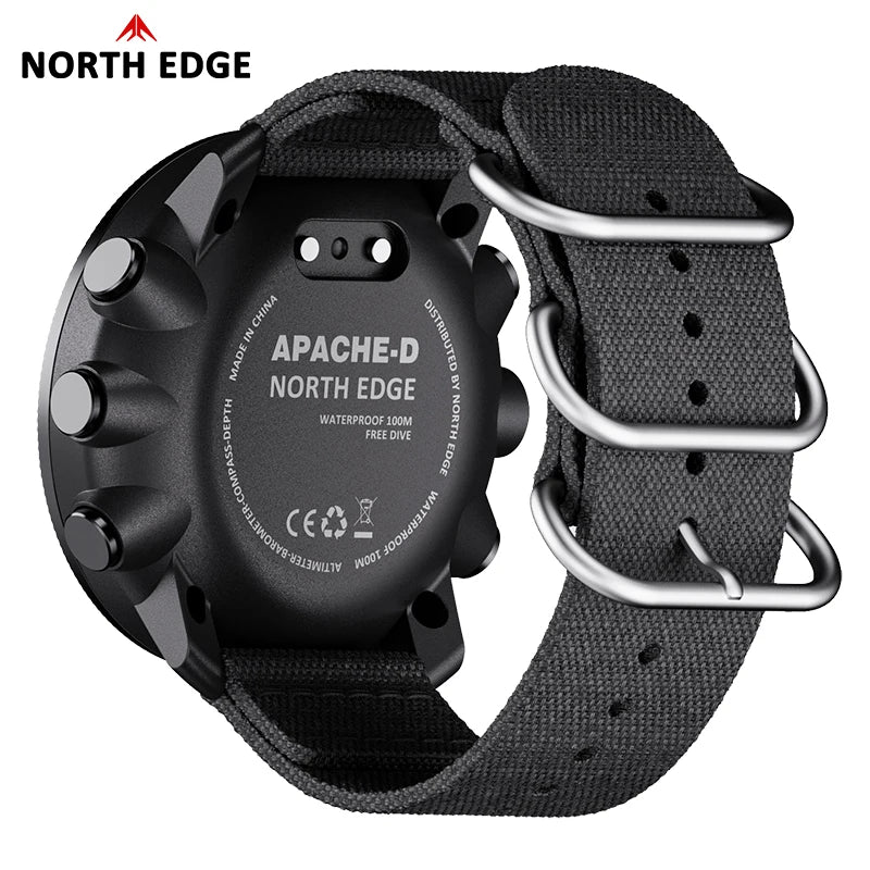 Mens NORTH EDGE APACHE-D Freedive Watch — Compass, Altimeter & Barometer, Built for Life [Colour Options]