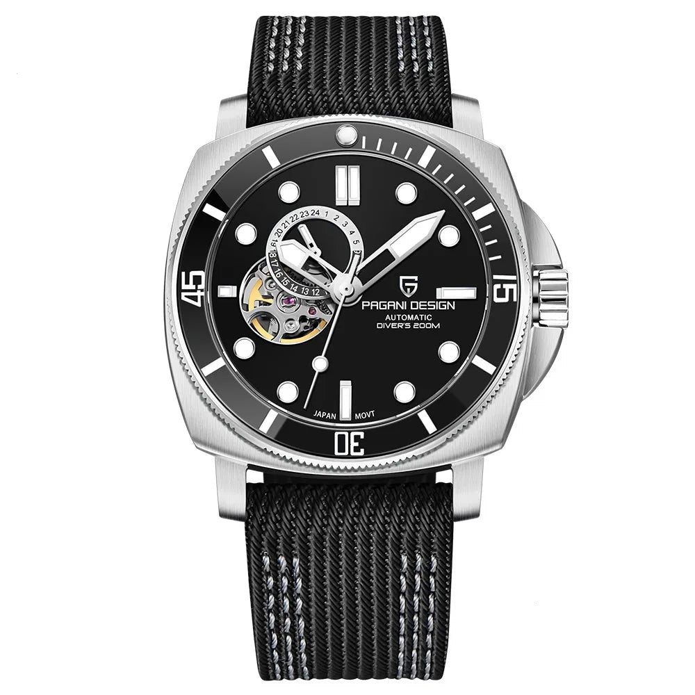 PAGANI DESIGN PD1736 Men's Automatic Open-Heart Dive Watch, TMI NH39, Sapphire, 200m Water Resistant