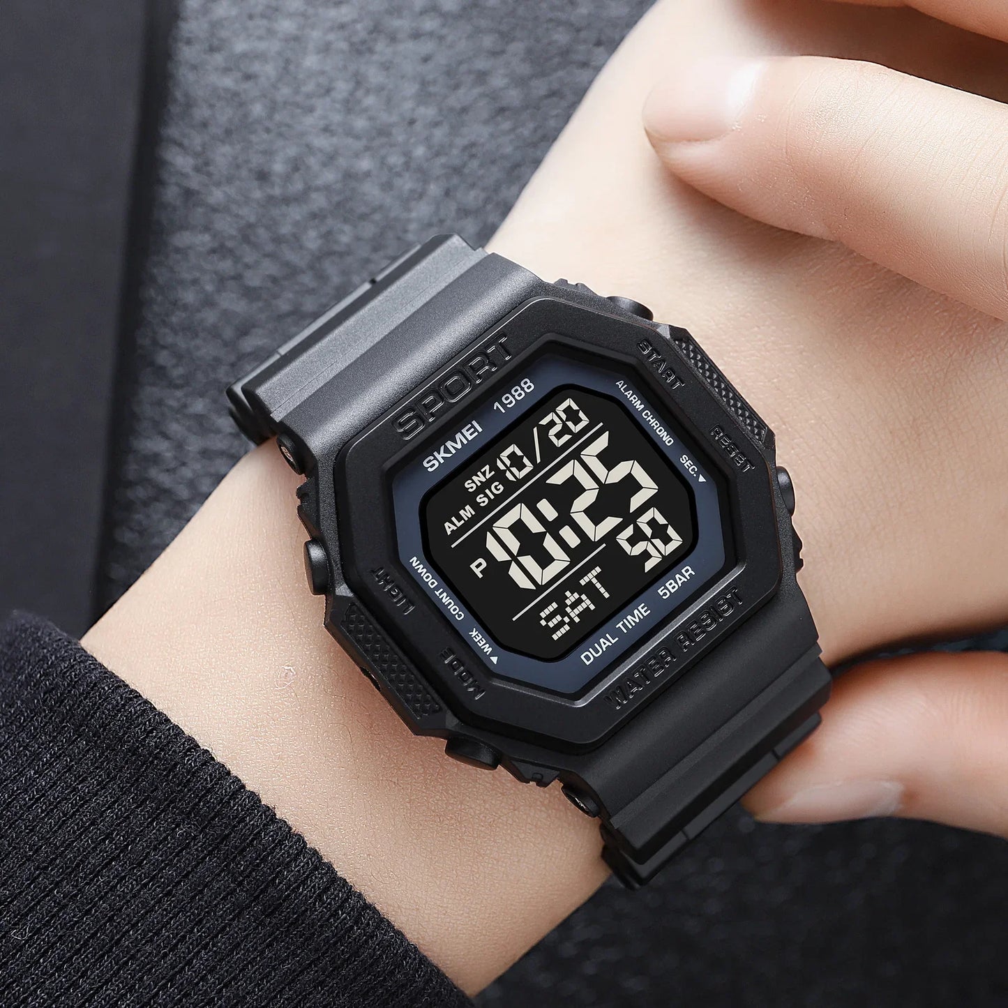 Built for the Grind — SKMEI 1988 Inverse Digital Display  Sports Watch, Multi Time Zone, LED Backlight