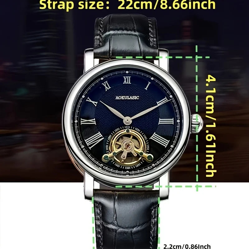 Mens Open Heart Automatic Watch – Hollow Skeleton Dial, Alloy Case, Genuine Leather Strap – All the Look, None of the Price Tag [Colour Options]