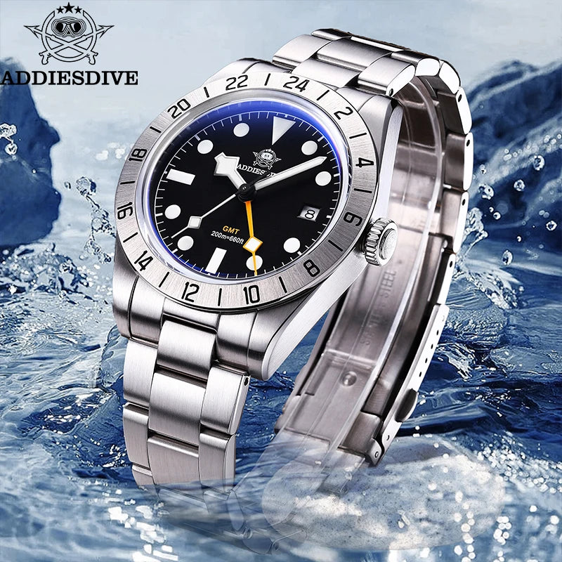 Not Your Average GMT — ADDIESDIVE AD2035 Bubble Mirror Watch, Swiss Ronda Movement, 200M