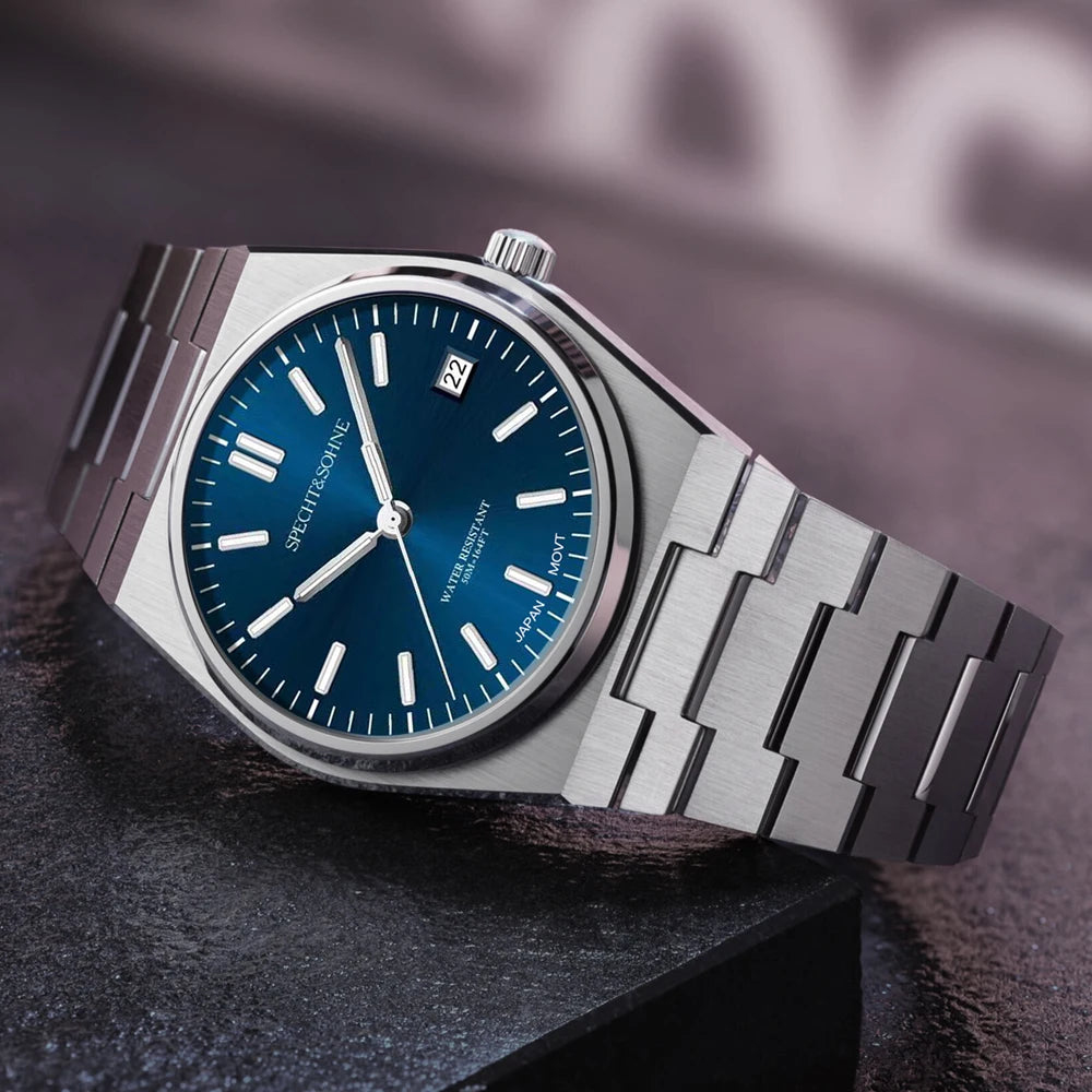 Iconic Looks Specht&Sohne Integrated-Bracelet Sport Watch — Sapphire Crystal, 100M Waterproof [Gold & Silver Strap Options]