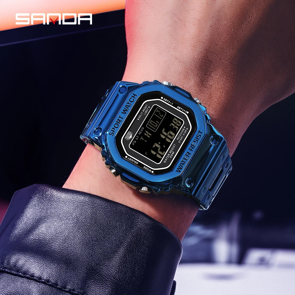 SANDA 2162 — Sports LED Digital Watch, Countdown, Alarm, Stopwatch, Night Light, 50M Water Resistant [Colour Options]