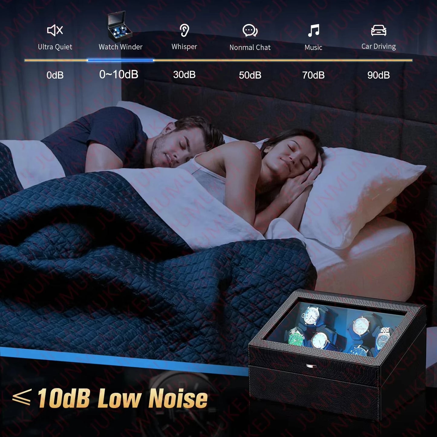 A Home Fit for a Collection — 6-Watch USB Winder, PU Leather Rotating Display USB Power
