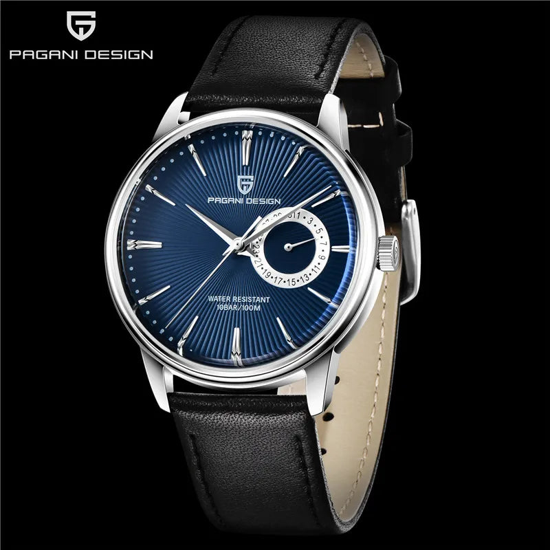 PAGANI DESIGN PD-1654 Field Watch — Small Seconds Dial, Sapphire Crystal, Genuine Leather